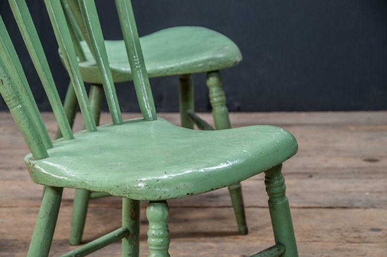 Vintage Primitive Celadon Spindle Chairs : Factory 20